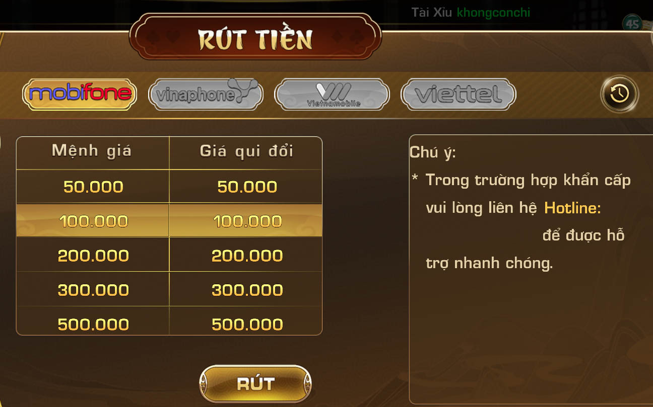 Rút tiền thẻ cào